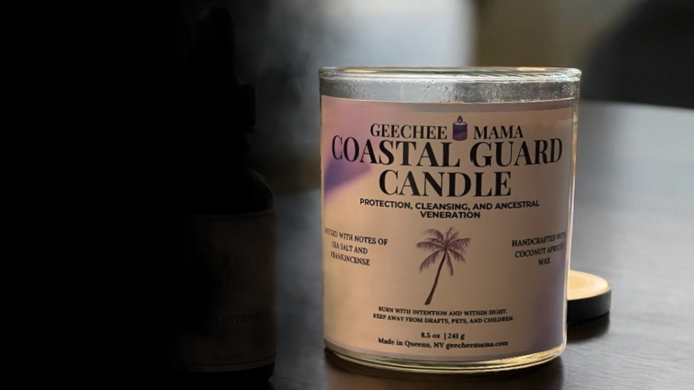 Geechee Mama handmade spiritual candles – Coastal Guard Candle for protection, cleansing, and ancestral veneration.