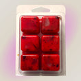 Load image into Gallery viewer, Six red Come To Me Hoodoo wax melt cubes fixed with roots and herbs in a clamshell pack
