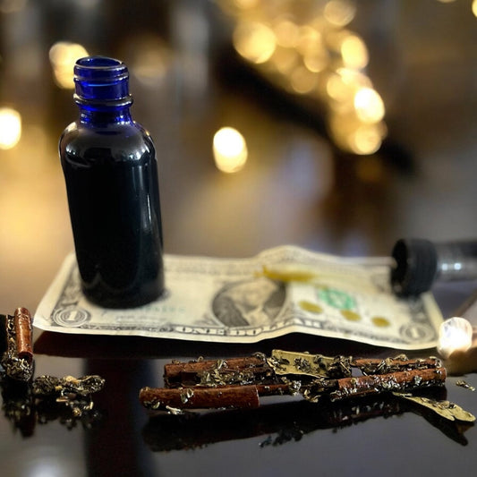 Geechee Mama Prosperity Oil – Money Drawing, Job Success & Abundance Ritual Oil in Ancestral Blue Bottle - Geechee Mama Candles