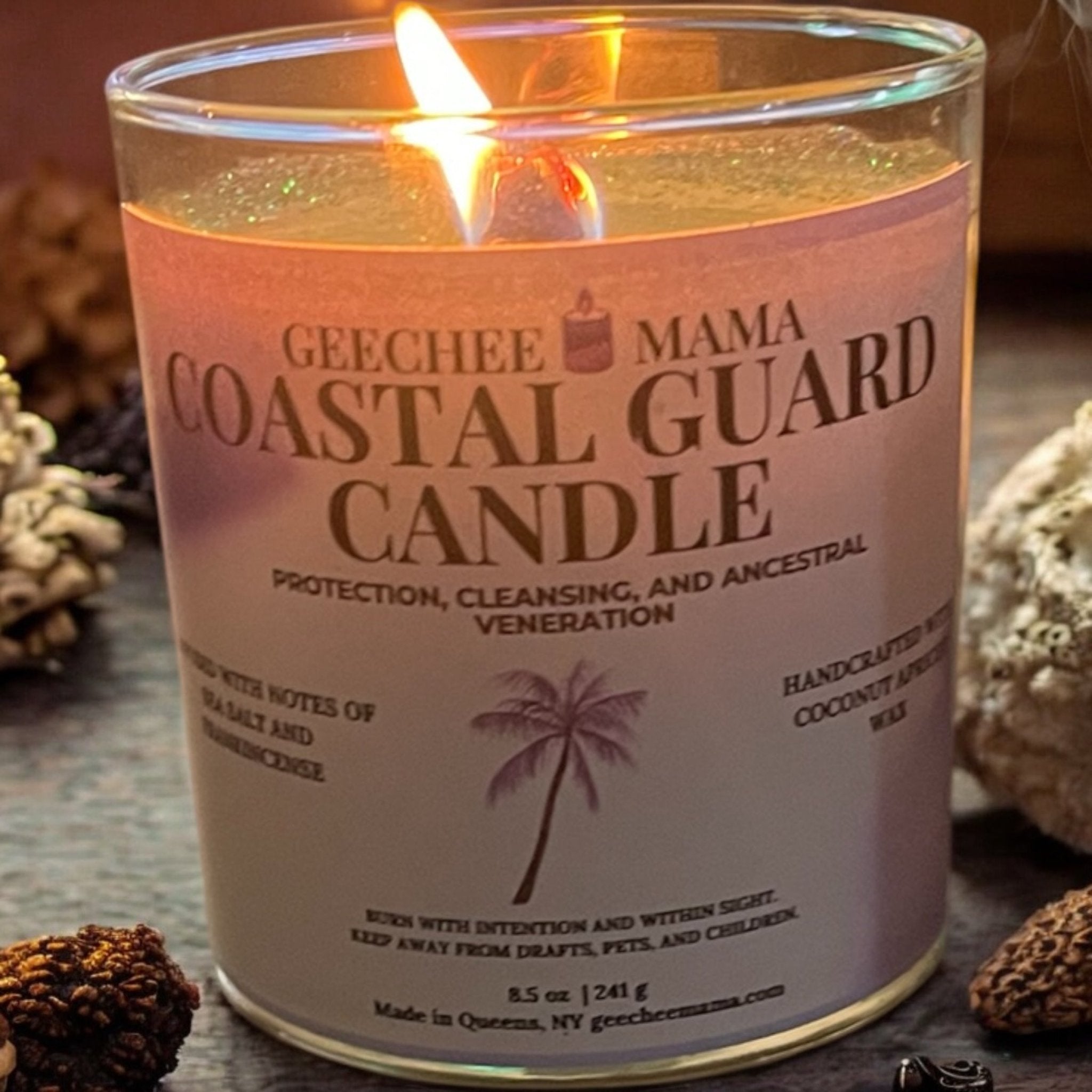 Protection Candle – Spiritual Cleansing, Energy Shielding & Ancestral Defense | Blue Ritual Candle for Clearing & Protection Work - Geechee Mama Candles