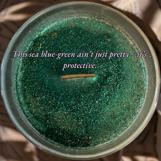 Protection Candle – Spiritual Cleansing, Energy Shielding & Ancestral Defense | Blue Ritual Candle for Clearing & Protection Work - Geechee Mama Candles