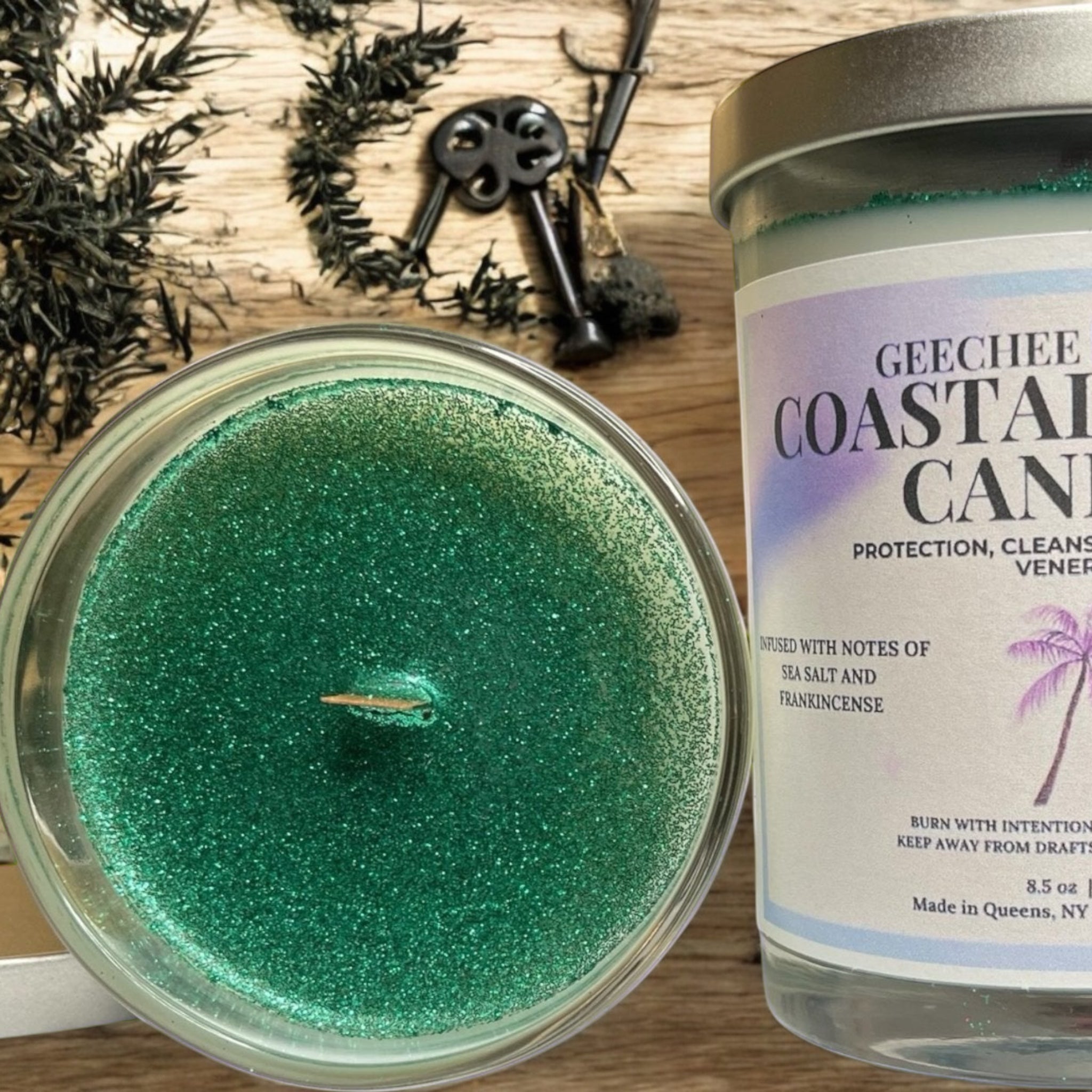 Protection Candle – Spiritual Cleansing, Energy Shielding & Ancestral Defense | Blue Ritual Candle for Clearing & Protection Work - Geechee Mama Candles